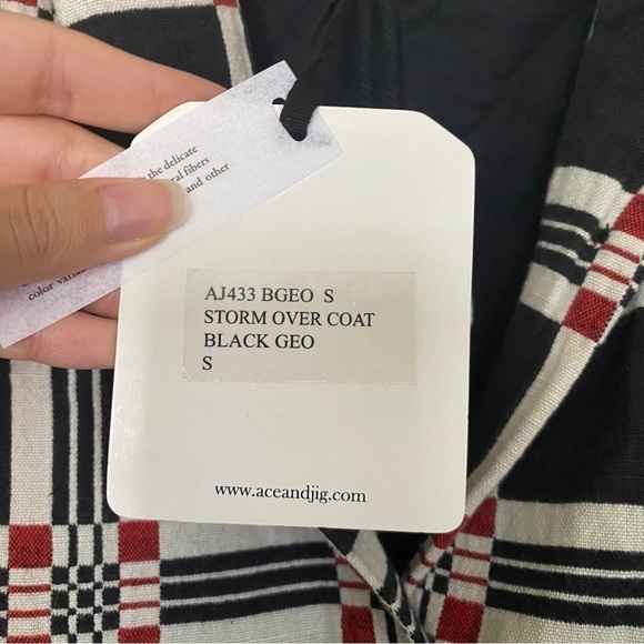 Ace & Jig Coat Storm Overcoat Quilted Single-Breasted Black Geo S NWT - Picture 9 of 13